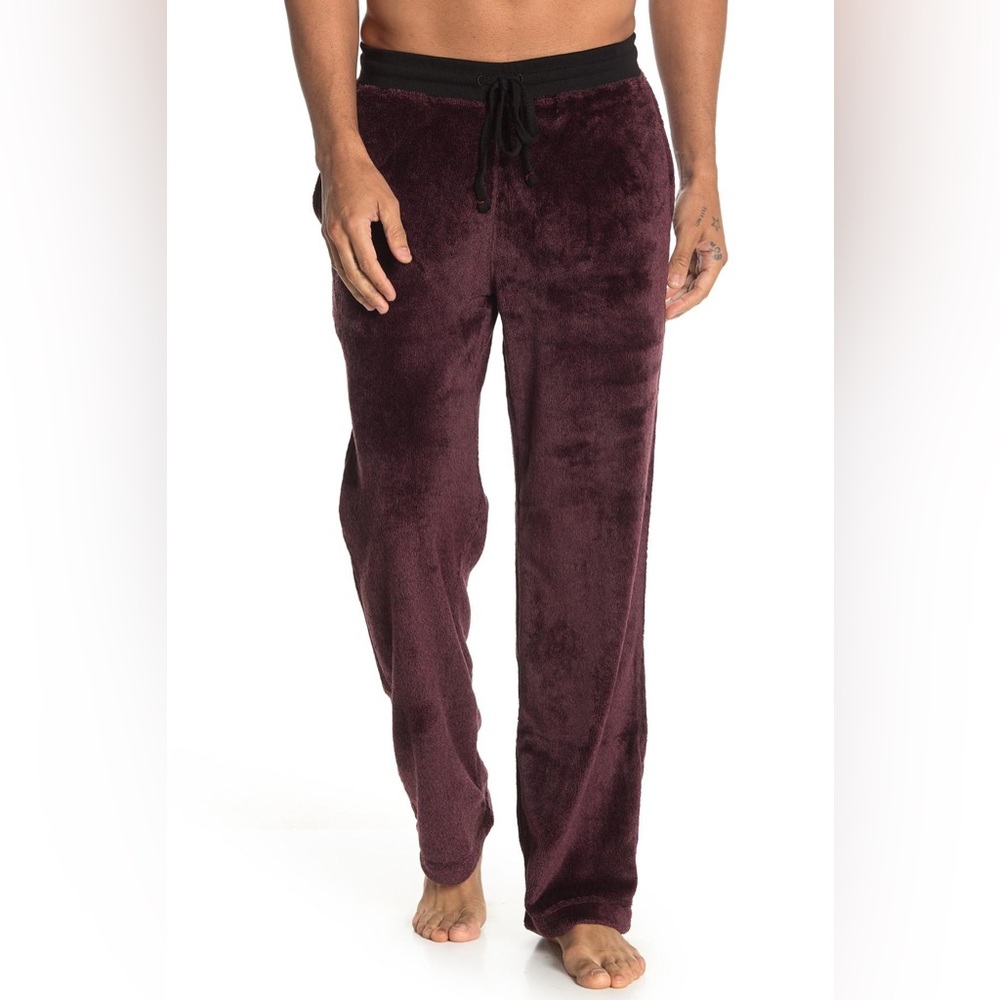 Men's Daniel Buchler Velour Plush Lounge Pants With Drawstring and Pocket